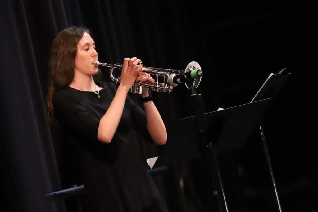 Emily Bach plays trumpet
